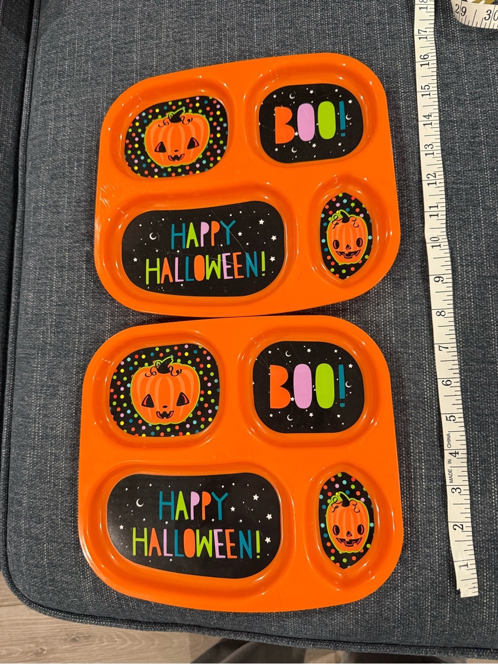 Happy Halloween Orange Party Serving Tray - Festive Compartment Plates